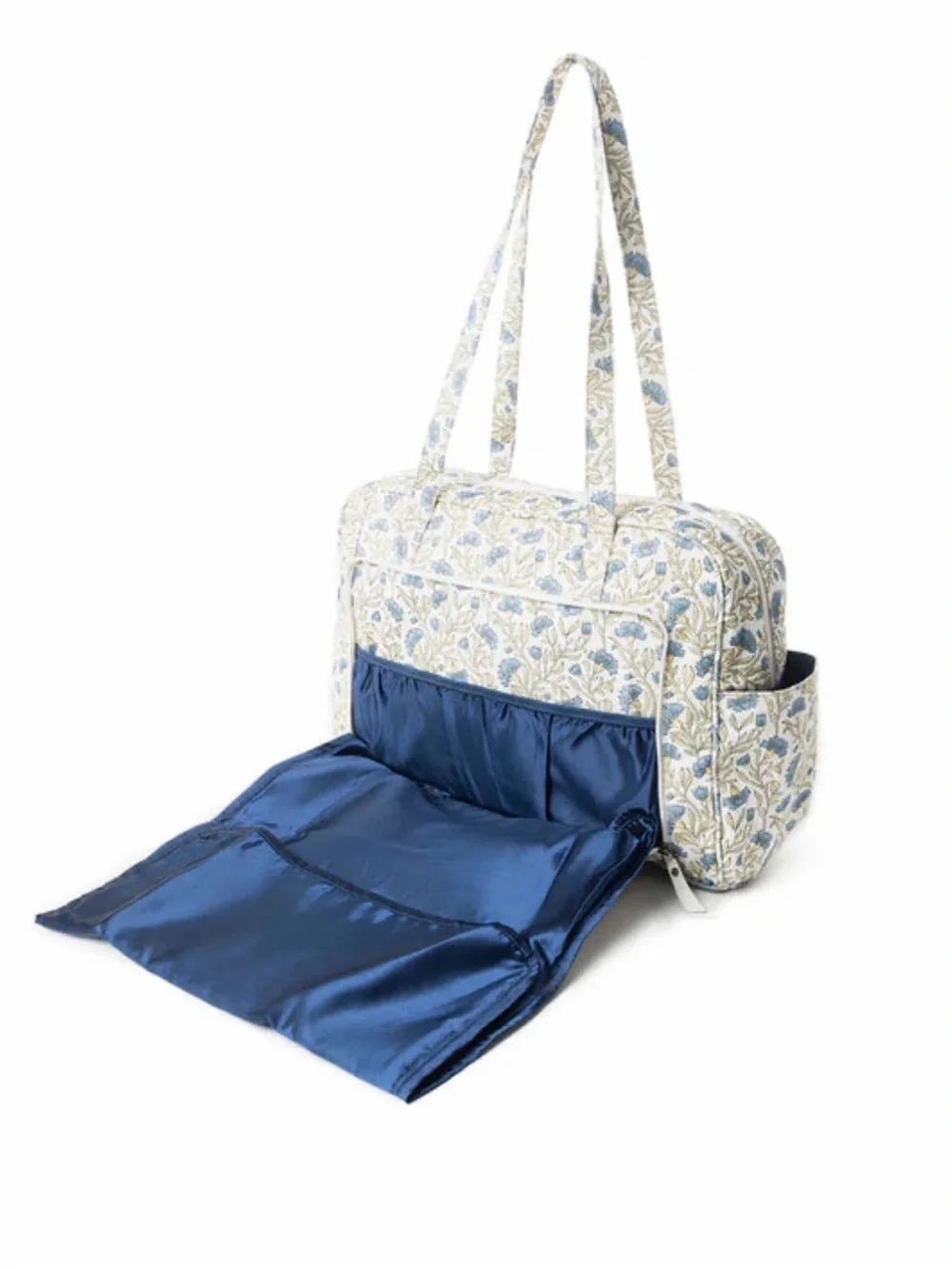 Myra Diaper Bag Royal Damask Blue Floral Canvas Tote (missing changing pad)